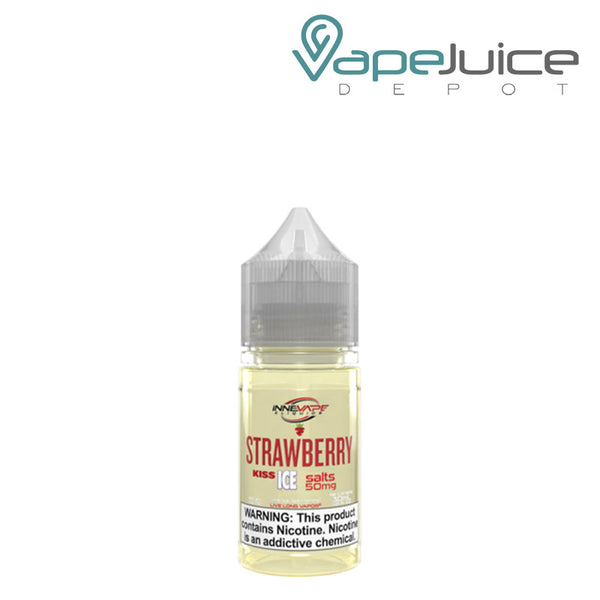 A 30ml bottle of Strawberry Kiss Ice Salts Innevape with a warning sign - Vape Juice Depot