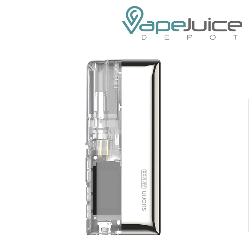 Clear Silver Suorin Air Mod Kit and the logo on it - Vape Juice Depotv
