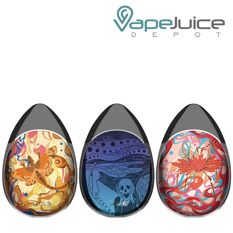 Three different colors of Suorin Drop 2 Pod Kit - Vape Juice Depot