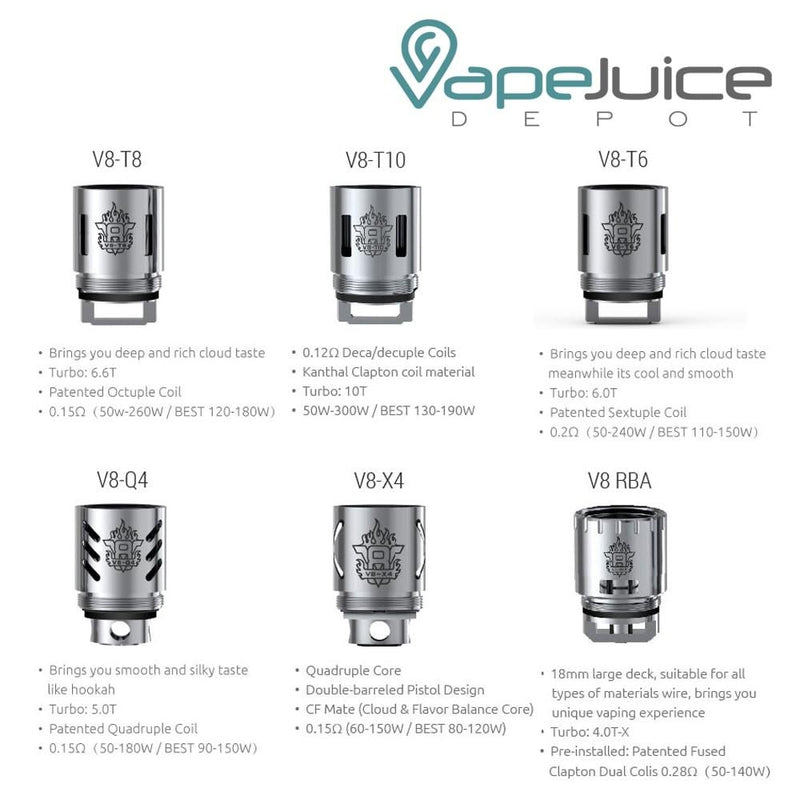 SMOK TFV8 BIG T10-T8-T6-X4 Core Coils, Coils, SMOK TECH, - Vape Juice Depot