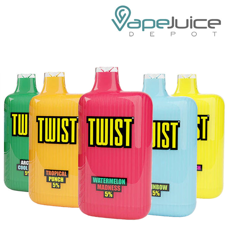 Five flavors of TWIST 6000 Disposable Vape - Vape Juice Depot