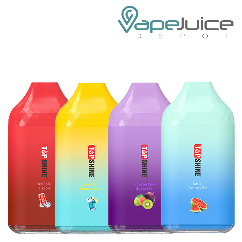 Four flavors of TopShine Seraph Ultra Disposable 6500 Puffs - Vape Juice Depot