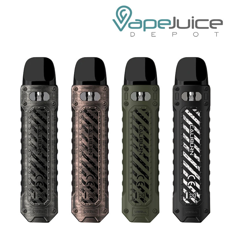 Four colors of UWELL Caliburn TENET Pod Kit - Vape Juice Depot