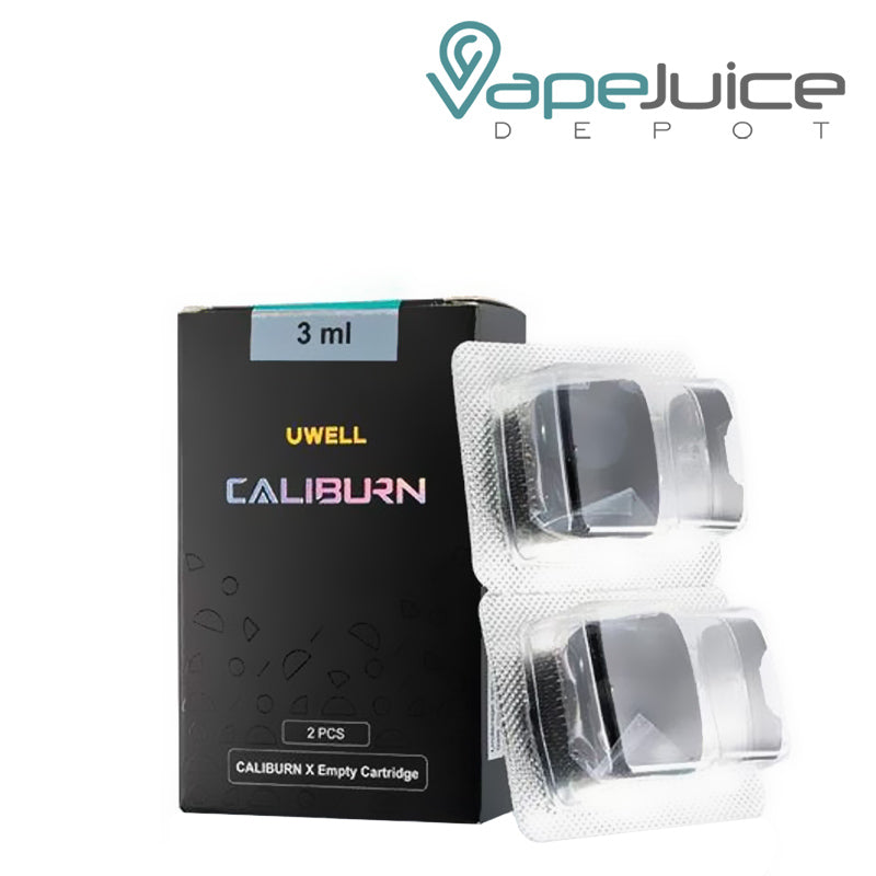 A box of UWELL Caliburn X Replacement Pods and Two-pack next to it - Vape Juice Depot