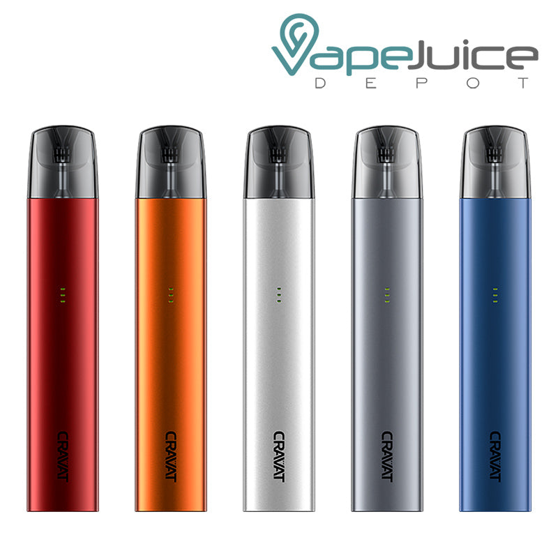 Five colors of UWELL Cravat Pod Kit with LED indicator - Vape Juice Depot