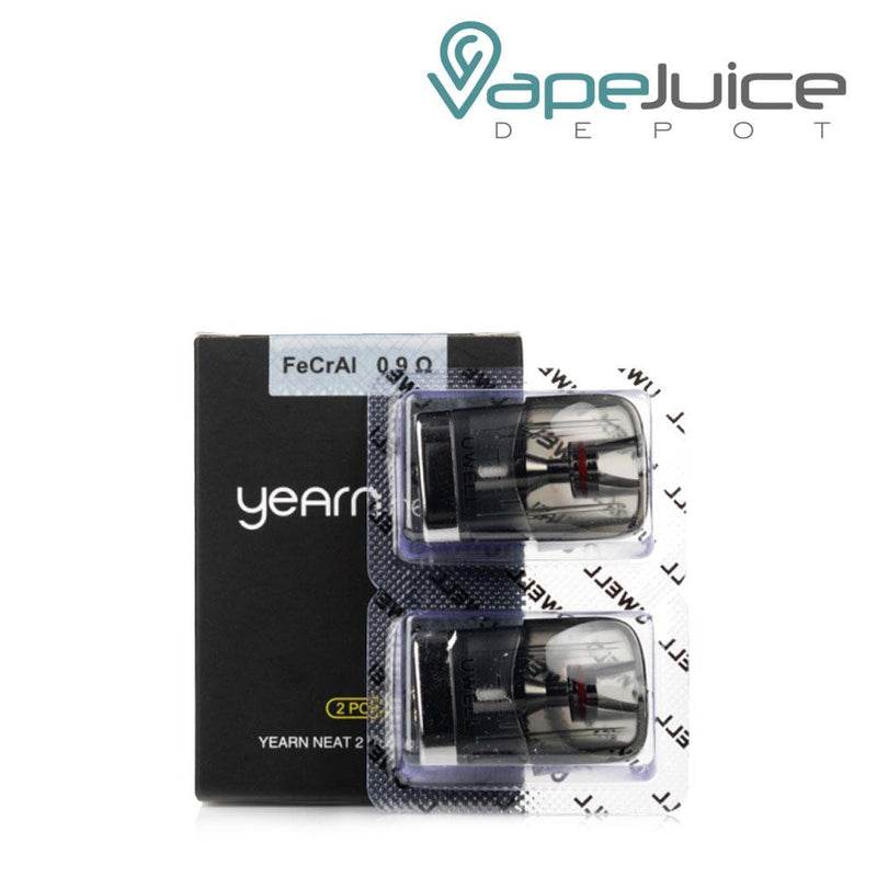Two Packed UWELL Yearn Neat 2 Replacement Pods and a box next to it - Vape Juice Depot