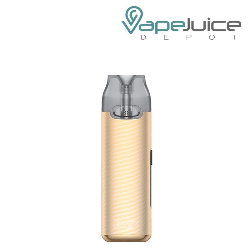 Silky Gold VooPoo V.THRU Pro Pod Kit with a side button and an OLED screen - Vape Juice Depot