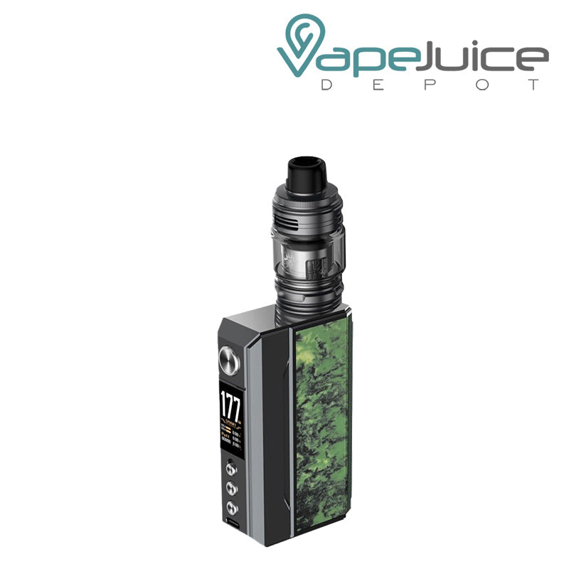Gunmetal Forest Green VooPoo DRAG 4 Box Mod Kit with TFT full color screen and adjustment buttons - Vape Juice Depot