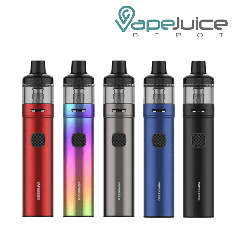 Five different colors of Vaporesso GTX Go 40 Pod Kit - Vape Juice Depot