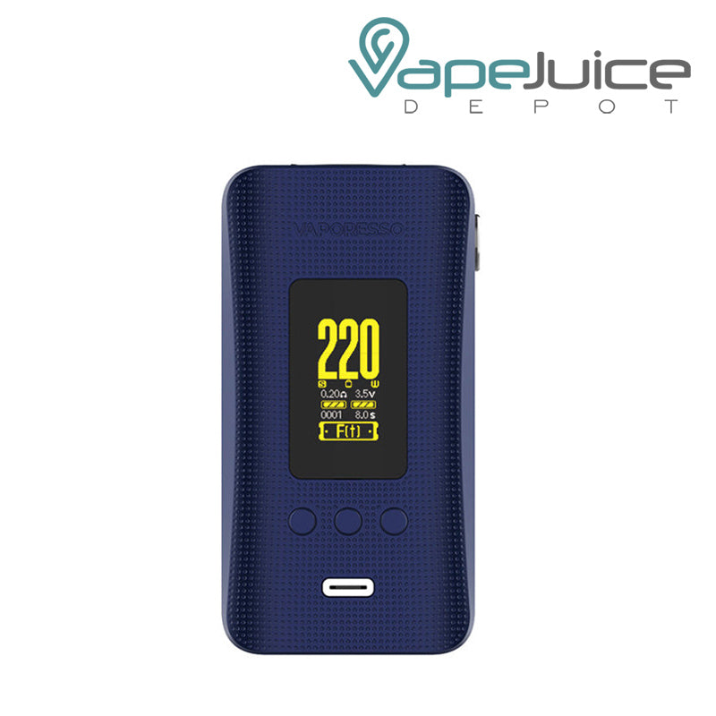 Midnight Blue Vaporesso GEN 200 Box Mod with a display screen and a type C port - Vape Juice Depot