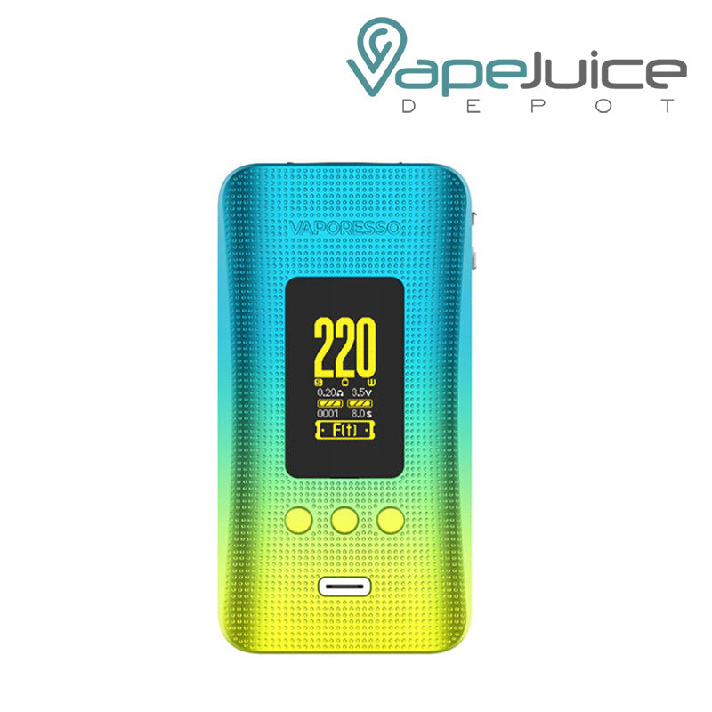 Aurora Green Vaporesso GEN 200 Box Mod with a display screen and a type C port - Vape Juice Depot