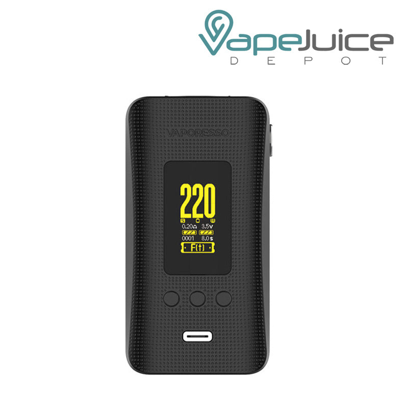 Dark Black Vaporesso GEN 200 Box Mod with a display screen and a type C port - Vape Juice Depot