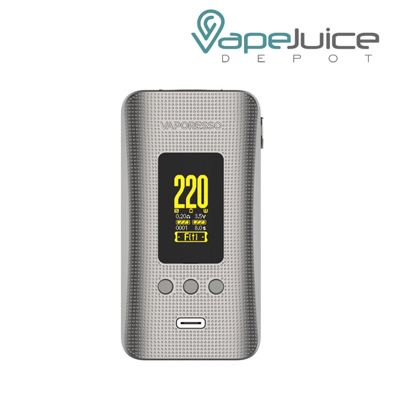 Matte Grey Vaporesso GEN 200 Box Mod with a display screen and a type C port - Vape Juice Depot