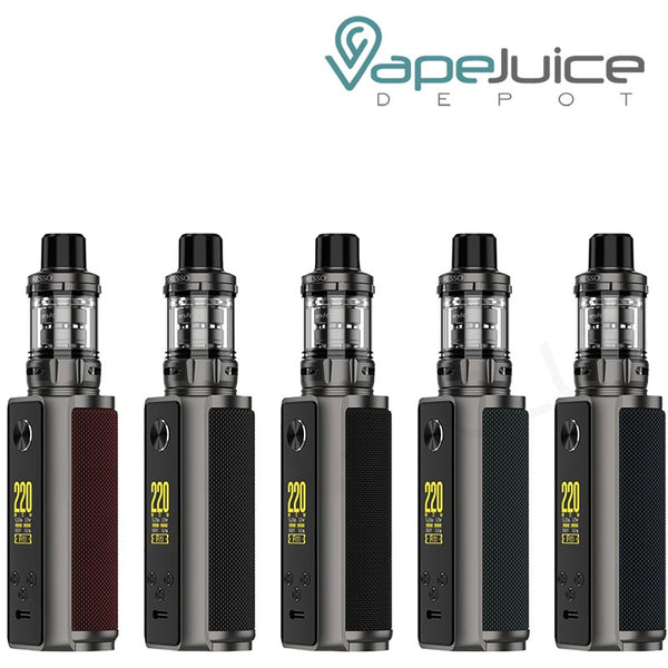 Five colors of TARGET 200 Kit Vaporesso with a firing button and a display screen - Vape Juice Depot