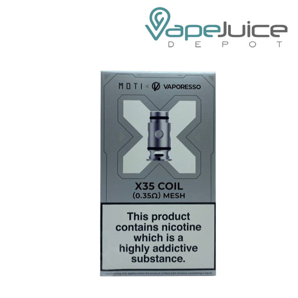 A box of Vaporesso X35 Replacement Coils with a warning sign - Vape Juice Depot
