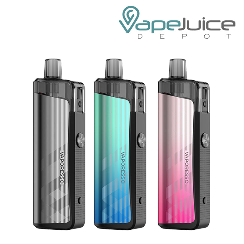 Three Veporesso Gen Air 40 Pod System Kits with a firing button  - Vape Juice Depot