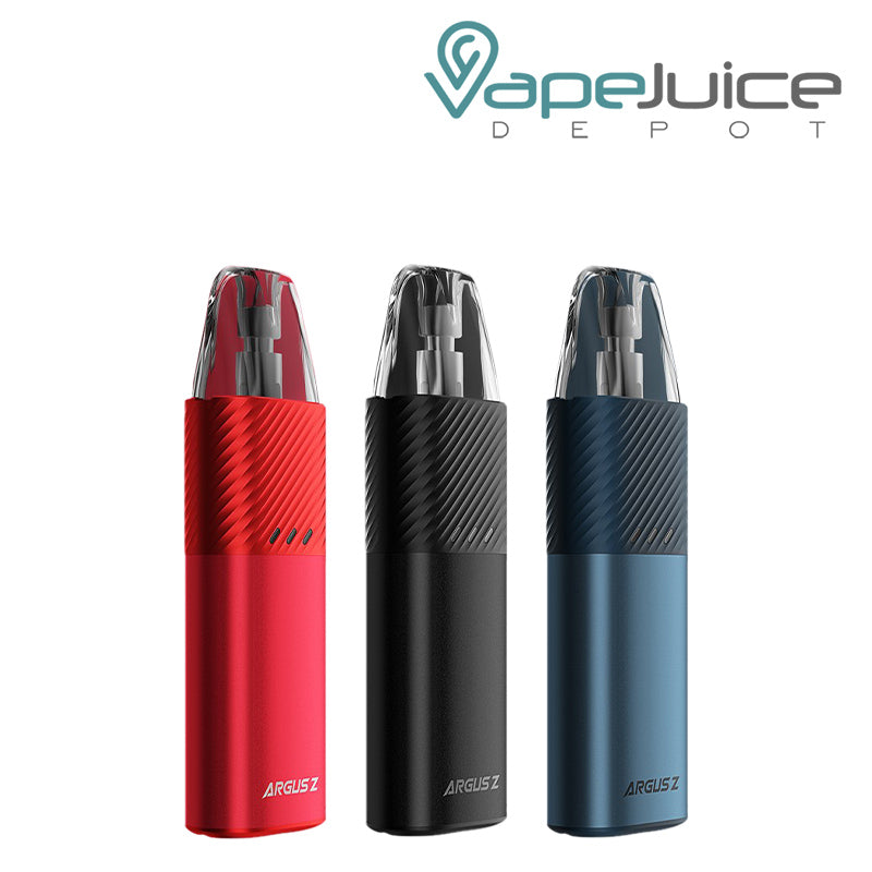 Three colors of VooPoo ARGUS Z Pod System Kit - Vape Juice Depot