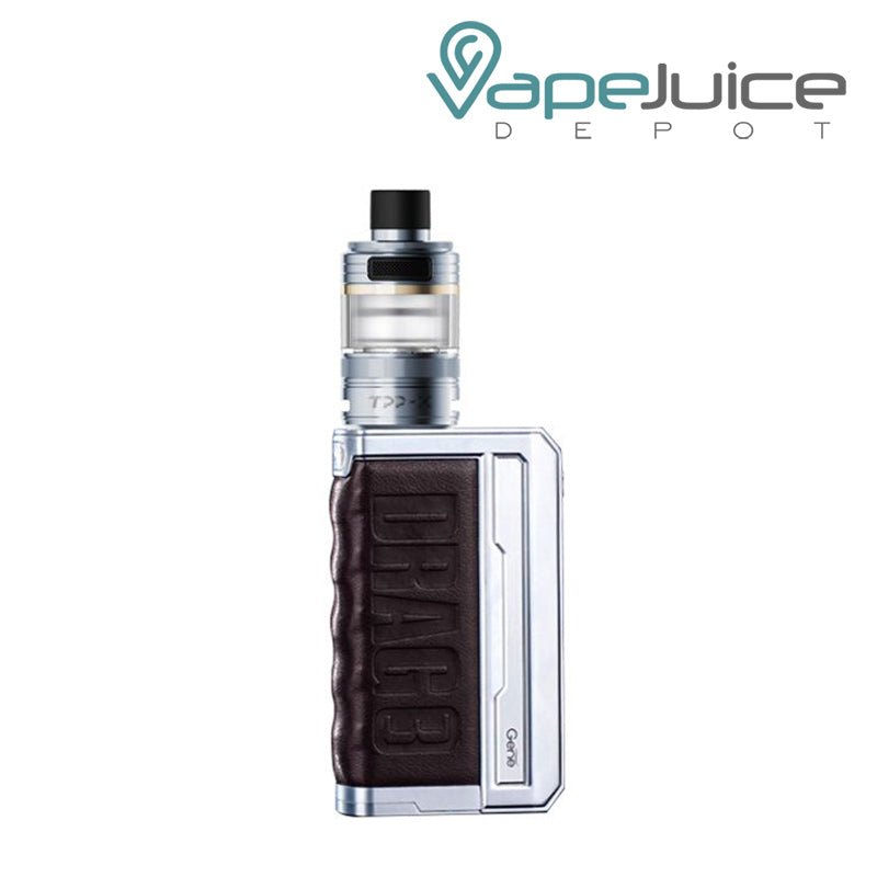 Coffee Brown VooPoo DRAG 3 TPP X Kit with a firing button and two adjustment buttons - Vape Juice Depot