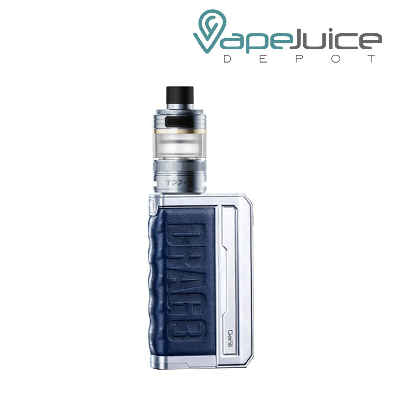 Silver Dream Blue VooPoo DRAG 3 TPP X Kit with a firing button and two adjustment buttons - Vape Juice Depot