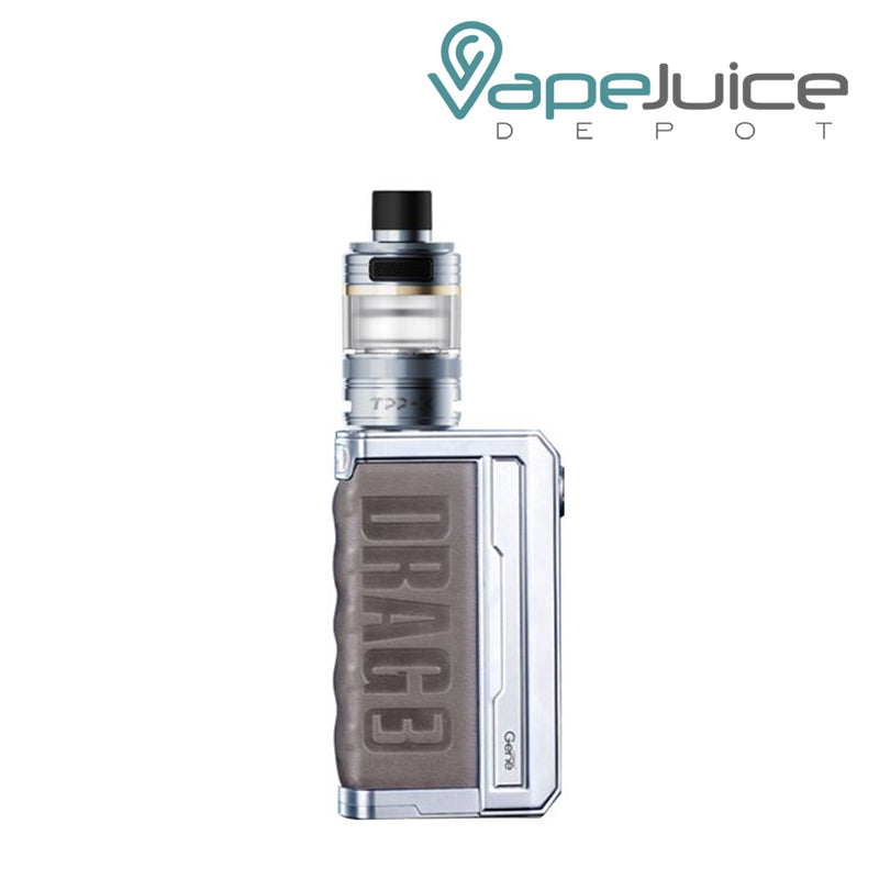Silver Treasure Lime VooPoo DRAG 3 TPP X Kit with a firing button and two adjustment buttons- Vape Juice Depot