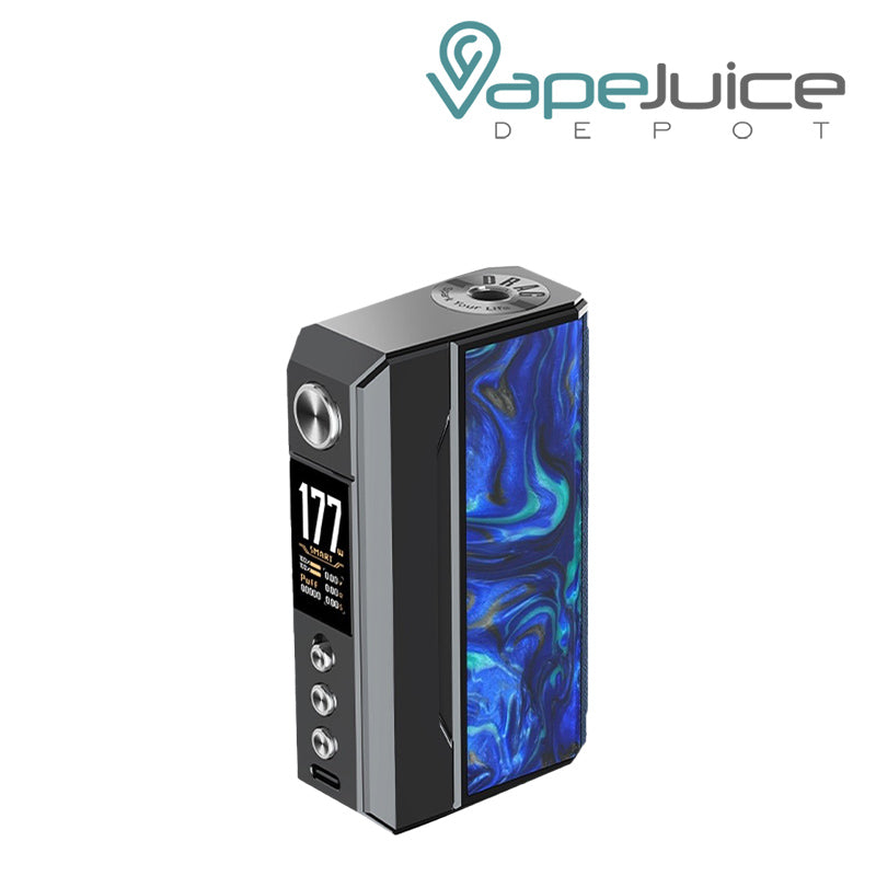 Gunmetal Ocean Blue VooPoo DRAG 4 Box Mod with TFT Full Color Screen and adjustment buttons - Vape Juice Depot