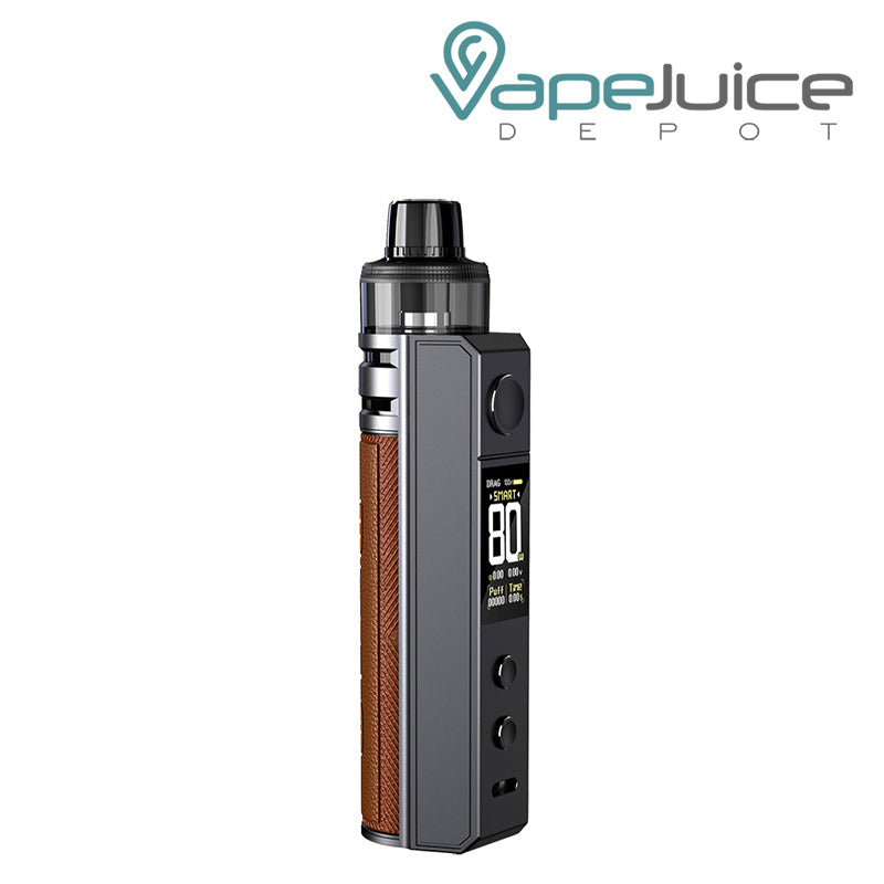 Brown VooPoo DRAG H80S Pod Mod Kit with TFT color screen and adjustment buttons - Vape Juice Depot