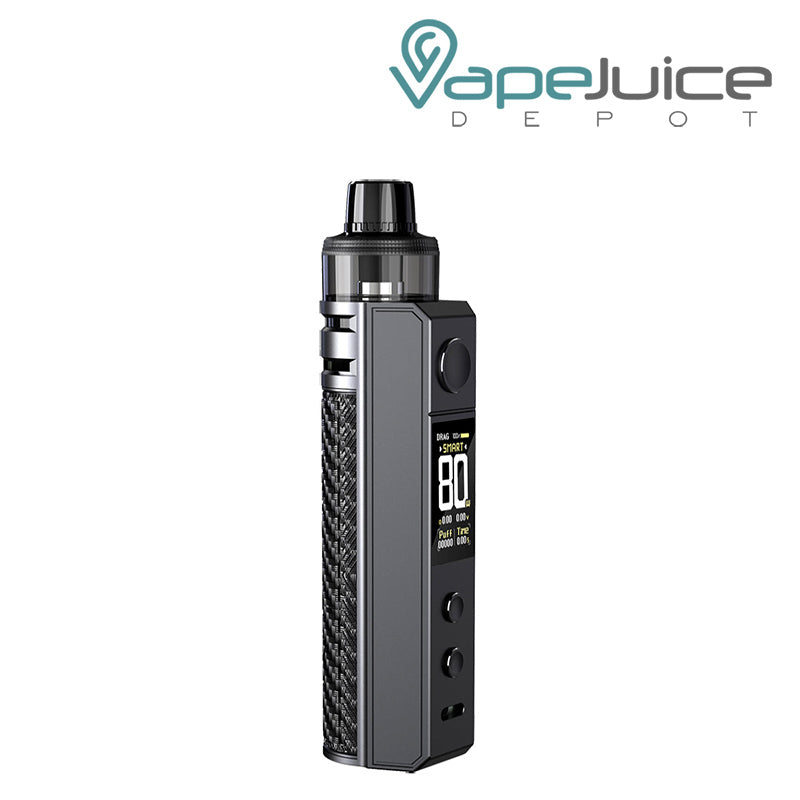 Gray Carbon Fiber VooPoo DRAG H80S Pod Mod Kit with TFT color screen and adjustment buttons - Vape Juice Depot