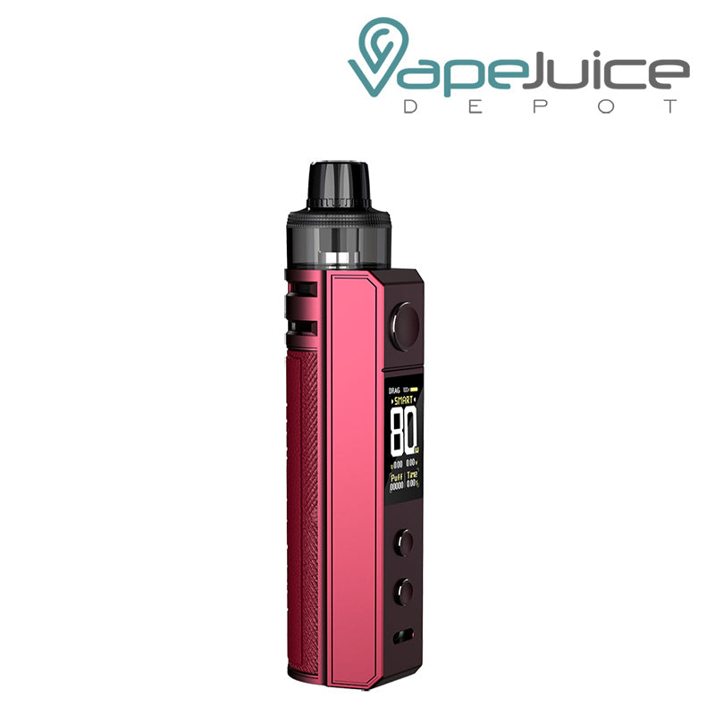 Plum Red VooPoo DRAG H80S Pod Mod Kit with TFT color screen and adjustment buttons - Vape Juice Depot