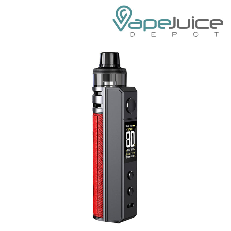 Red VooPoo DRAG H80S Pod Mod Kit with TFT color screen and adjustment buttons - Vape Juice Depot