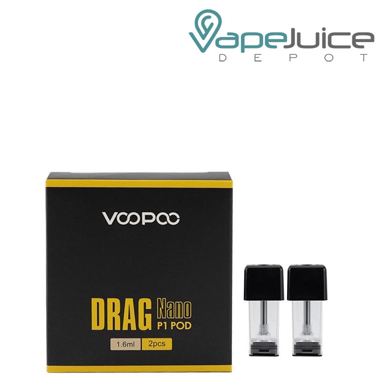 A box of VooPoo DRAG Nano P1 Replacement Pod and a 2-pack next to it - Vape Juice Depot