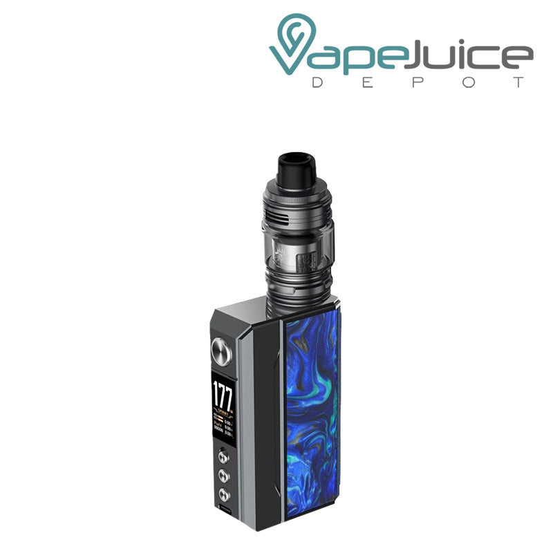 Gunmetal Orange Blue VooPoo DRAG 4 Box Mod Kit with TFT full color screen and adjustment buttons - Vape Juice Depot