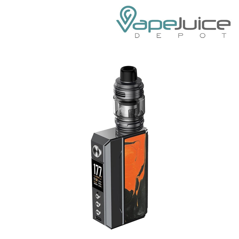 Gunmetal Tropical Orange VooPoo DRAG 4 Box Mod Kit with TFT full color screen and adjustment buttons - Vape Juice Depot