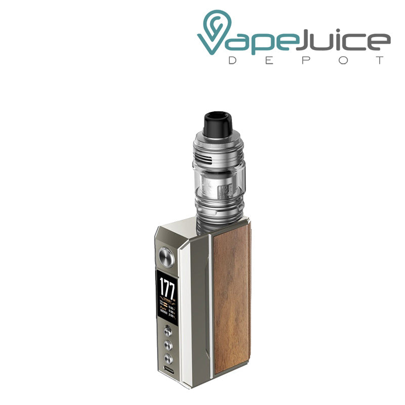 Pale Gold Walnut VooPoo DRAG 4 Box Mod Kit with TFT full color screen and adjustment buttons - Vape Juice Depot