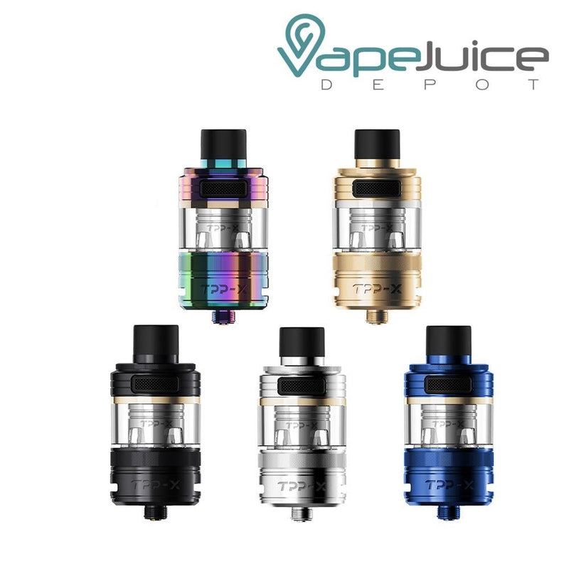 Five colors of VooPoo TPP-X Pod Tank - Vape Juice Depot