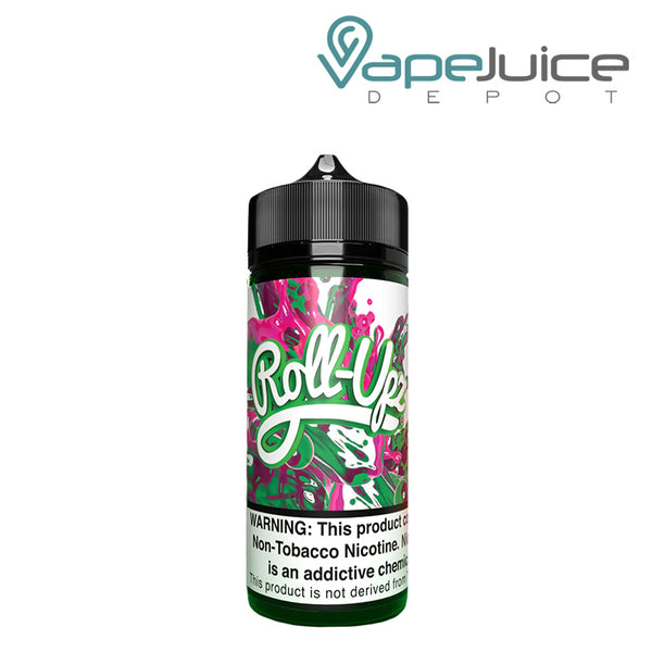 A 100ml bottle of Watermelon Punch Juice Roll Upz eLiquid with a warning sign - Vape Juice Depot