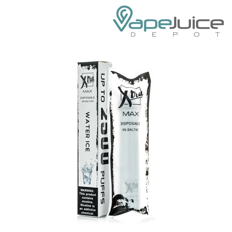Water Ice Xtra MAX Disposable Device inside a package and a box next to it - Vape Juice Depot - Vape Juice Depot