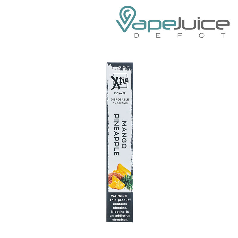 A box of Mango Pineapple Xtra MAX Disposable Device with a warning sign - Vape Juice Depot