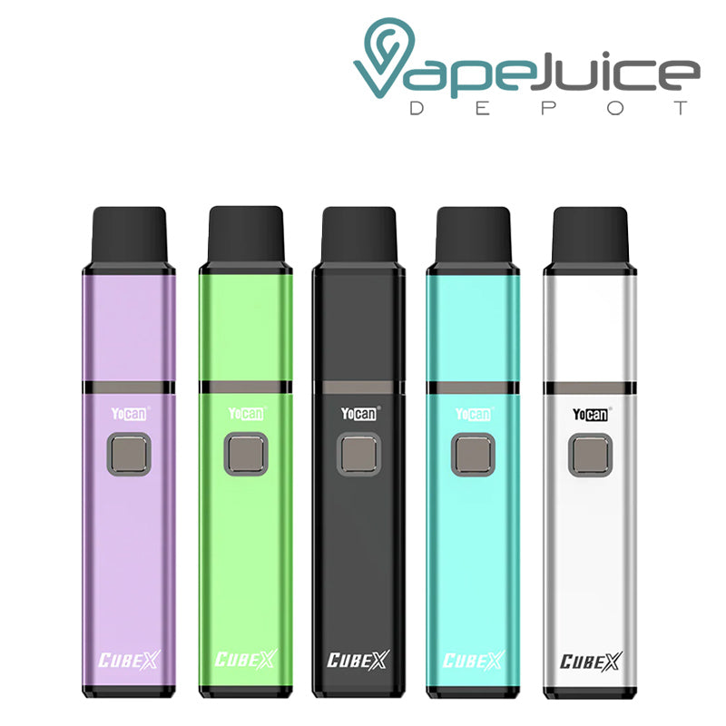 Five colors of Yocan Cubex Vaporizer with firing button - Vape Juice Depot