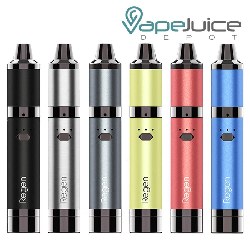 Six colors of Yocan Regen Vaporizer Kit with an intuitive firing button - Vape Juice Depot