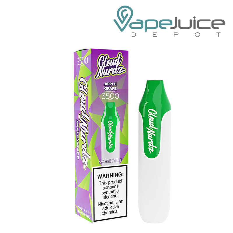 Apple Grape Cloud Nurdz 3500 Disposable with a warning sign - Vape Juice Depot