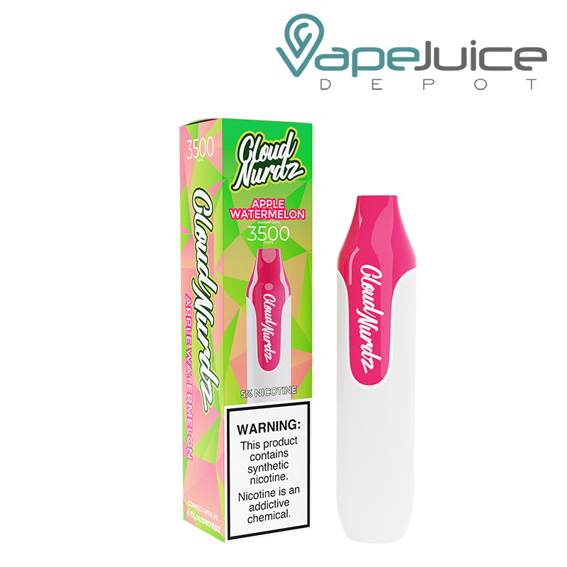 Apple Watermelon Cloud Nurdz 3500 Disposable with a warning sign - Vape Juice Depot