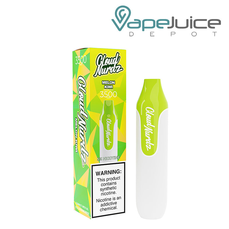 Melon Kiwi Cloud Nurdz 3500 Disposable with a warning sign - Vape Juice Depot