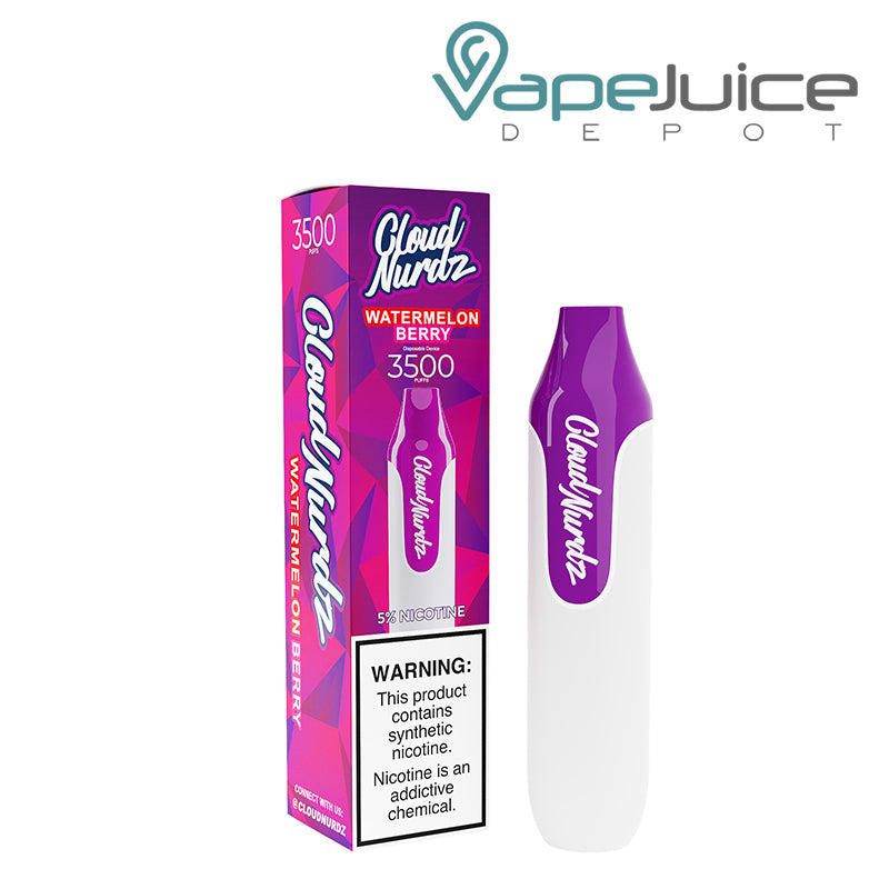 Watermelon Berry Cloud Nurdz 3500 Disposable with a warning sign  - Vape Juice Depot