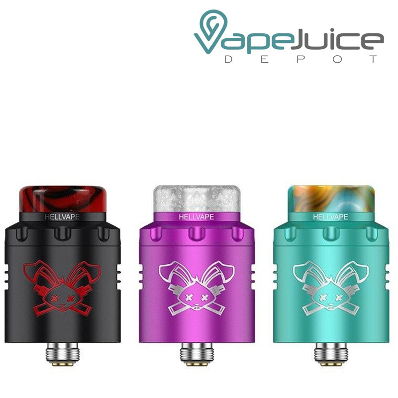 Three different colors of Hellvape Dead Rabbit 3 RDA - Vape Juice Depot