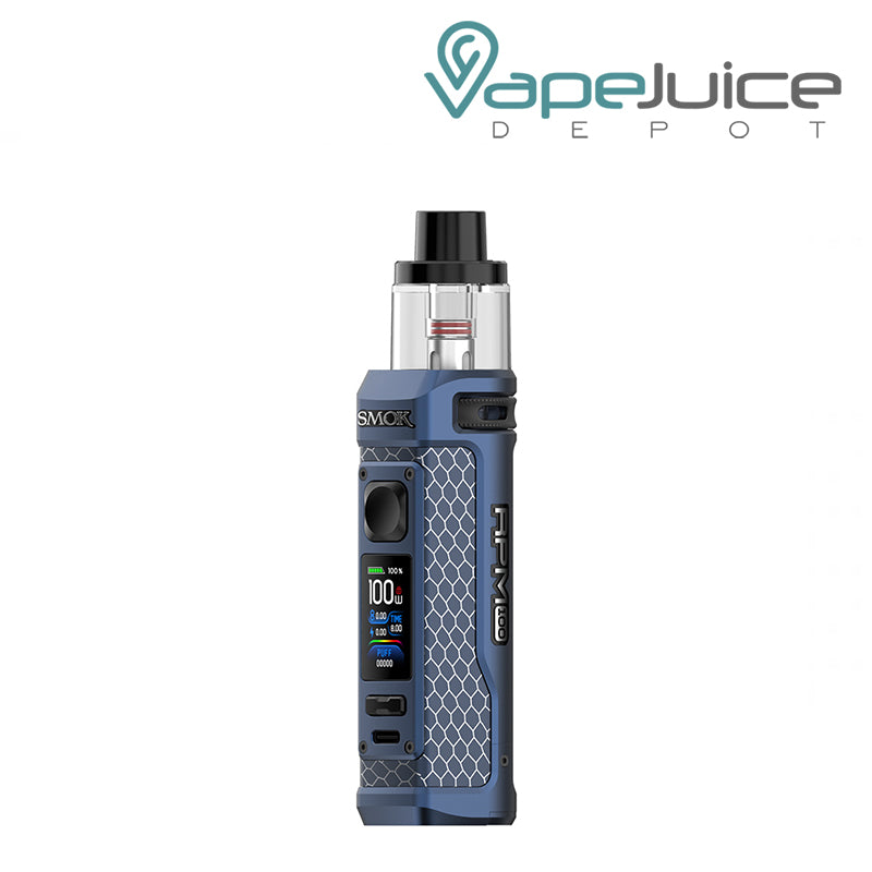 Matte Blue SMOK RPM 100 Pod Mod Kit with display screen and firing button - Vape Juice Depot