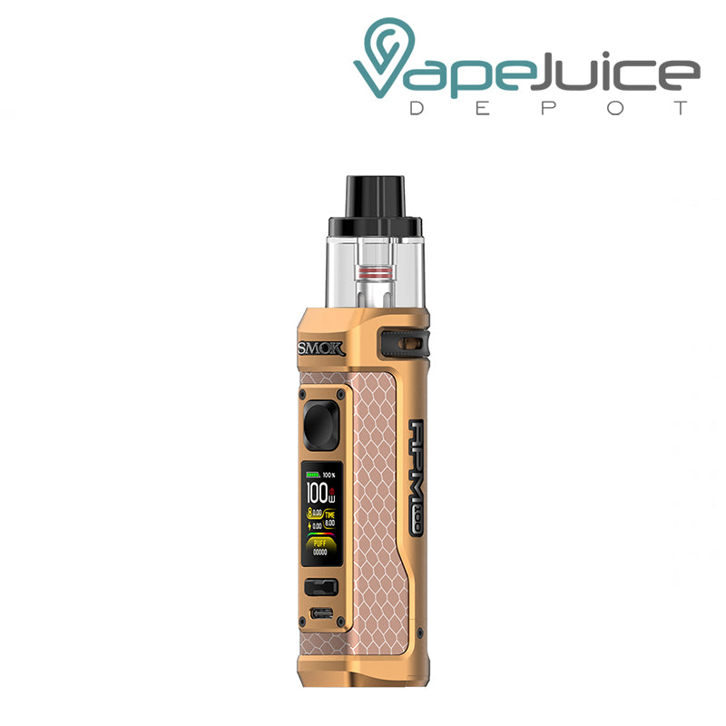 Matte Gold SMOK RPM 100 Pod Mod Kit with display screen and firing button - Vape Juice Depot