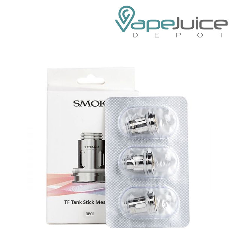 A box of SMOK TF Tank Replacement Coils and a pack of three coils next to it - Vape Juice Depot