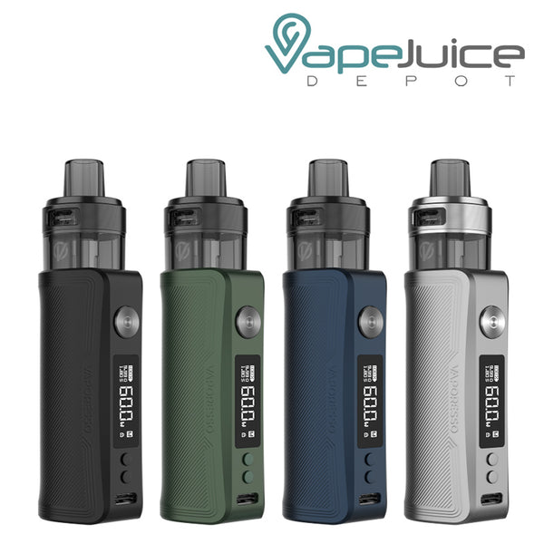 4 colors of  Vaporesso GEN PT60 Kit with adjustment buttons and display screen - Vape Juice Depot