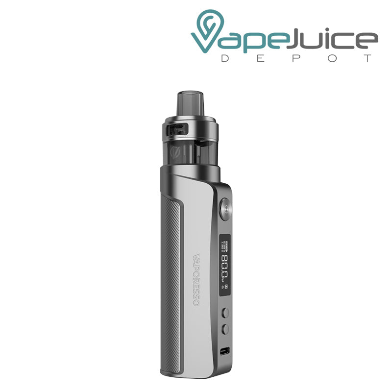 Vaporesso GEN PT80 S Kit with adjustment buttons and display screen Light Silver - Vape Juice Depot