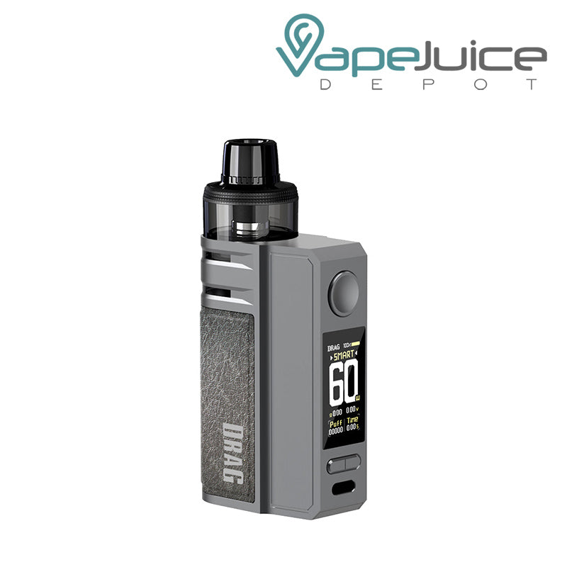 Gray VooPoo DRAG E60 Pod Kit with TFT color screen and adjustment buttons - Vape Juice Depot